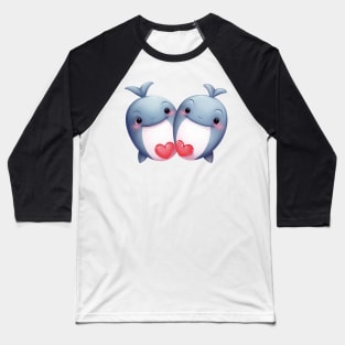 Valentine Whale Couple Baseball T-Shirt
